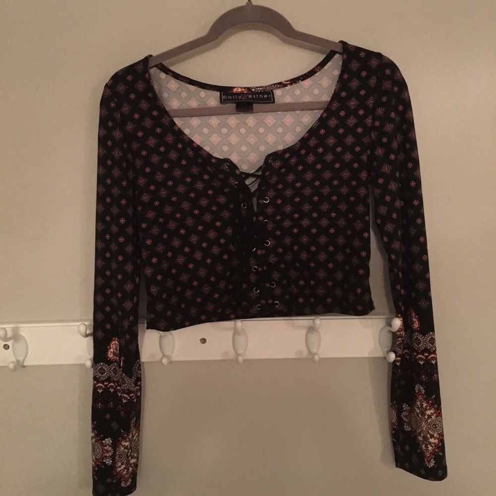 Pattern Long Sleeve Croptop